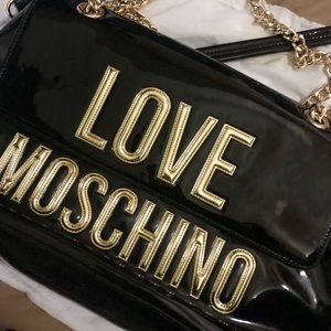 Love Moschino Patent PU Logo Shoulder Bag